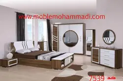 سرویس خواب ام دی اف کد۷۵۳۹شامل تخت/پاتختی/دراور/قاب اینه