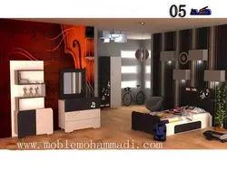 سرویس خواب نوجوان و جوان کد05 شامل تخت-کمد-میز آرایش-دکور