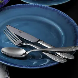 سرویس قاشق و چنگال ۹۸ پارچه ناب استیل طرح امپریال ساده با جعبه کادویی