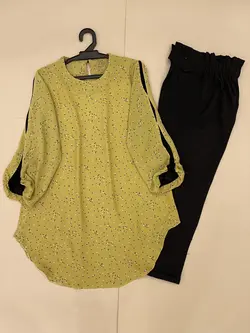 تونیک سایز بزرگ آستین تور طرح کنجد