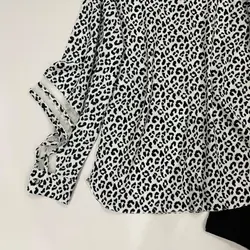 شومیز آستین نواری طرح ابر ریز سفید و مشکی