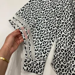 شومیز آستین نواری طرح ابر ریز سفید و مشکی