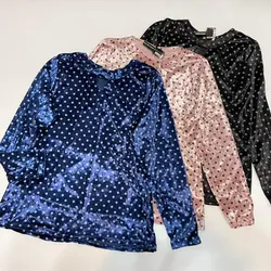 شومیز مخمل خال خالی