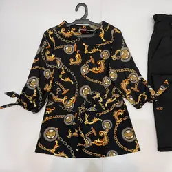 شومیز آستین واشری بلند طرح زنجیری مشکی