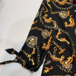 شومیز آستین واشری بلند طرح زنجیری مشکی