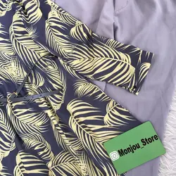 تونیک یقه پنج دکمه طرح برگ سوزنی