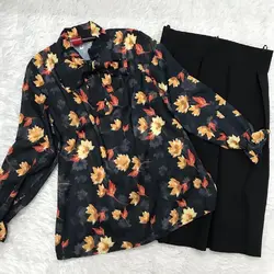 شومیز یقه کراواتی برگی پاییزی