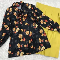 شومیز یقه کراواتی برگی پاییزی