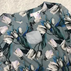 شومیز آستین گره ای طرح گل لاله