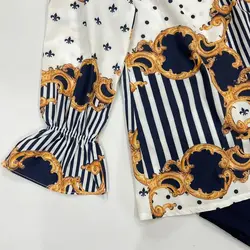 شومیز بلند یقه چین ورساچه سورمه ای