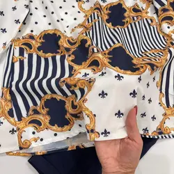 شومیز بلند یقه چین ورساچه سورمه ای