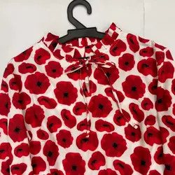 شومیز بلند یقه چین گل شقایق