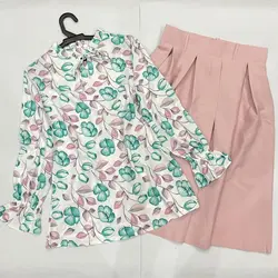 شومیز بلند یقه چین لاله سبز