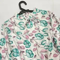 شومیز بلند یقه چین لاله سبز