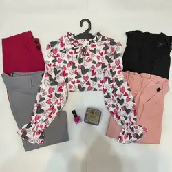 شومیز بلند یقه چین قلب رنگی