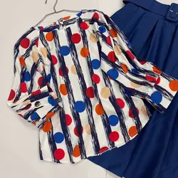 کیمونو طرح توپ رنگی راه راه سورمه ای