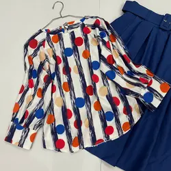 کیمونو طرح توپ رنگی راه راه سورمه ای