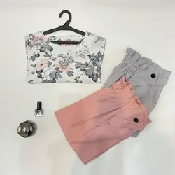 شومیز آستین واشری طرح گل محمدی