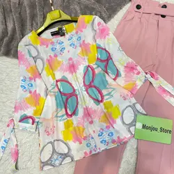 شومیز آستین بندی طرح بوم نقاشی