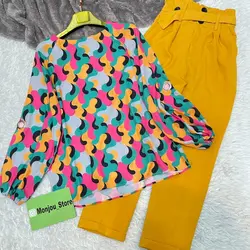 شومیز آستین واشری طرح اشک رنگی