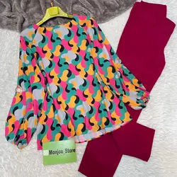 شومیز آستین واشری طرح اشک رنگی