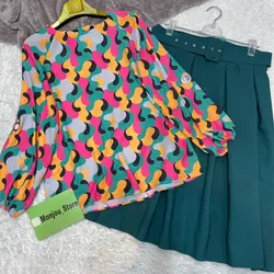 شومیز آستین واشری طرح اشک رنگی