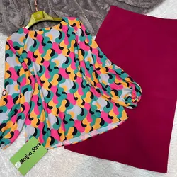 شومیز آستین واشری طرح اشک رنگی