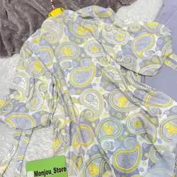 شومیز آستین پفی طرح بته جقه