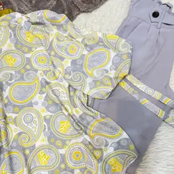 شومیز آستین پفی طرح بته جقه