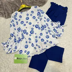 شومیز آستین واشری طرح چشم نظر