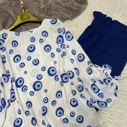 شومیز آستین واشری طرح چشم نظر