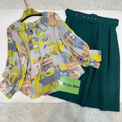 کیمونو طرح برگریزان زرد