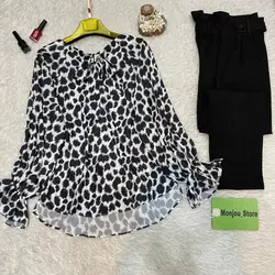 کیمونو مدل آستین کش طرح پلنگی مشکی