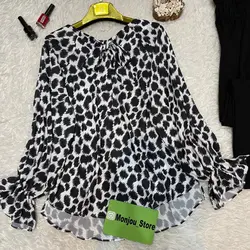 کیمونو مدل آستین کش طرح پلنگی مشکی