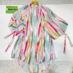 شومیز آستین پفی طرح آبرنگی