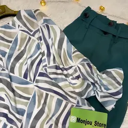 کیمونو فری سایز طرح خط سبز