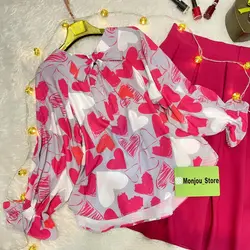 کیمونو فری سایز طرح ولنتاین قلب سرخابی