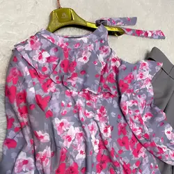 شومیز سرشانه با طرح گلدار سرخابی