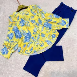 کیمونو طرح بته جقه آبی