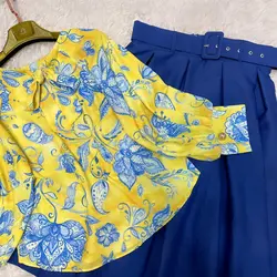 کیمونو طرح بته جقه آبی