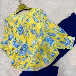 کیمونو طرح بته جقه آبی