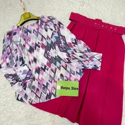 کیمونو طرح لوزی طوسی و سرخابی