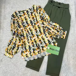 شومیز آستین چین طرح ببری نارنجی