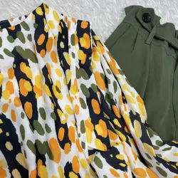 شومیز آستین چین طرح ببری نارنجی