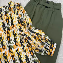 شومیز آستین چین طرح ببری نارنجی