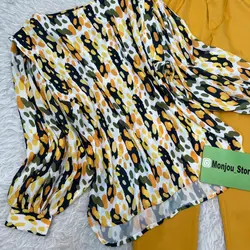 شومیز آستین چین طرح ببری نارنجی