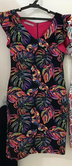 پیراهن مجلسی دخترانه طرح هاوایی مشکی