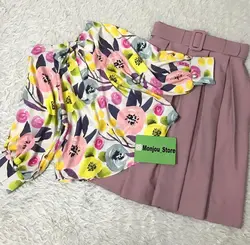 کیمونو طرح گل نیلوفر زرد