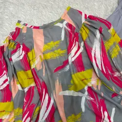 شومیز آستین سه دکمه طرح قلمو نقاشی طوسی