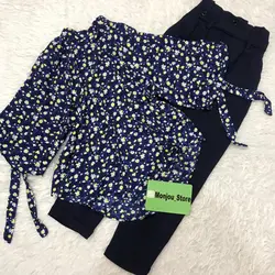 شومیز آستین پفی طرح شکوفه زرد